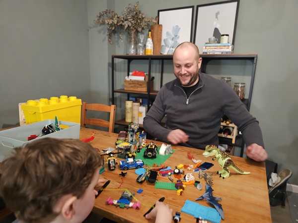 Aaron Lee with some of his childrens LEGO! He's pictured with his eldest son Henry. 